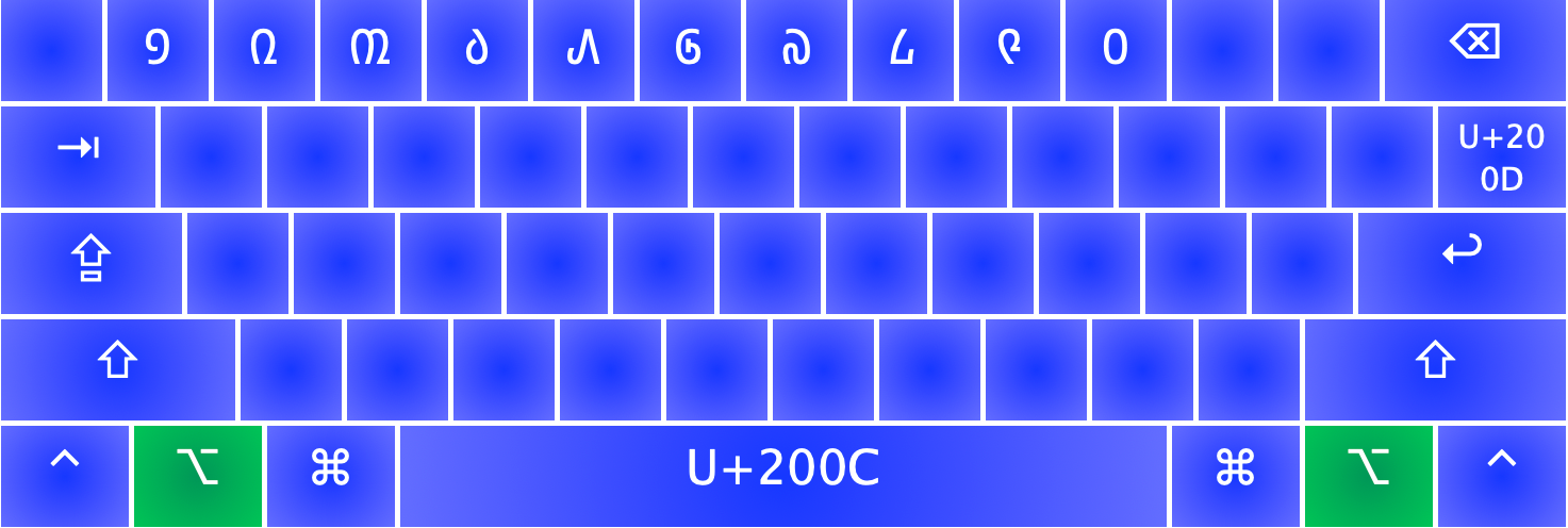 Traditional Mongolian keyboard layout with option key pressed