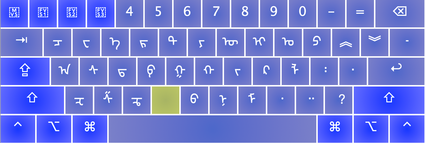 Traditional Mongolian keyboard layout with variation selectors highlighted